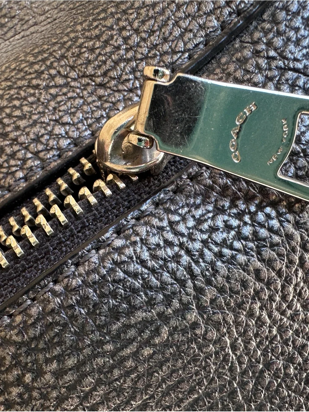 Coach Black Pebbled Leather Shoulder Bag with Silver Hardware